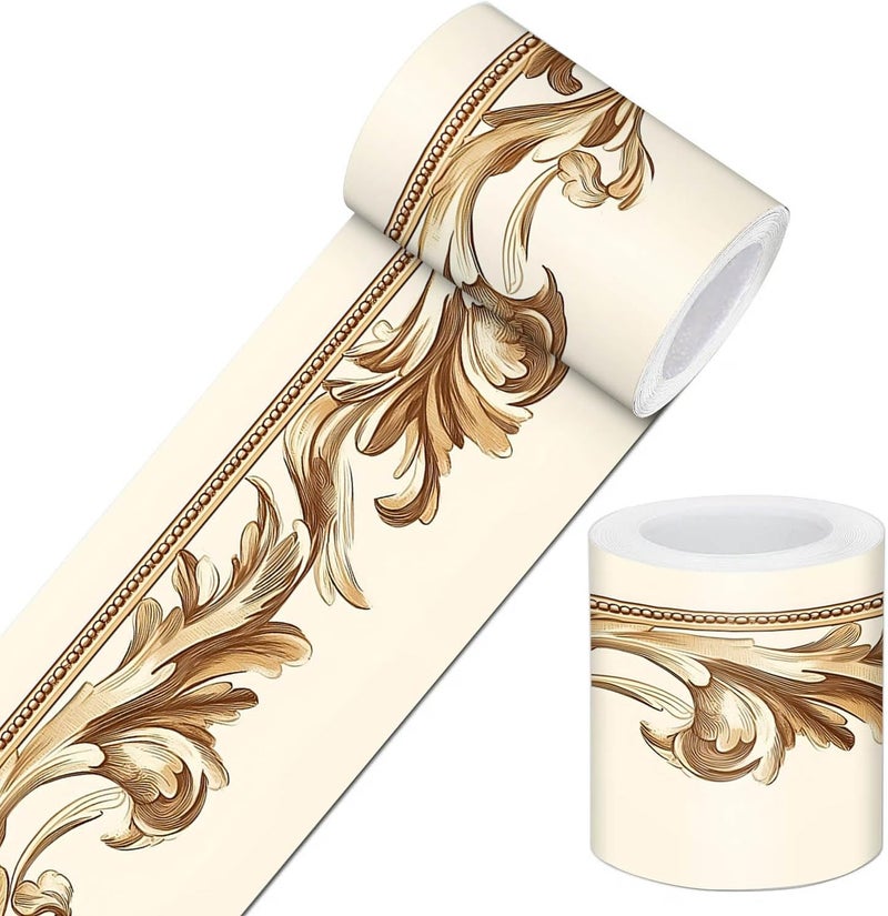 IVN Wallpaper Border Peel and Stick PVC Floral Design 4x196 Inch for Living Room Bedroom Hallway Accent Wall Decor - Image 1
